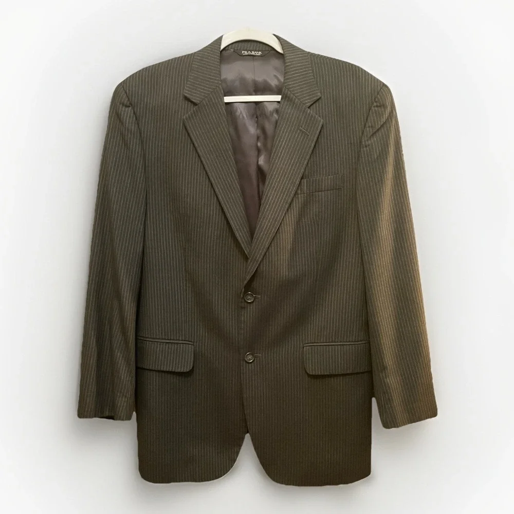 Men's Jos A. Bank Dark Gray Pinstripe Two-Button Sport Coat‎ 40 R Regular Fit